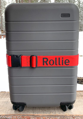 Red personalized luggage strap